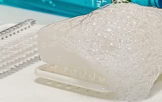 Bar soap with lather on it